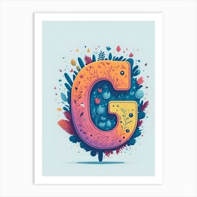 Colorful Letter G Illustration 42 Art Print