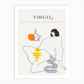 Virgo Zodiac Sign One Line Art Print