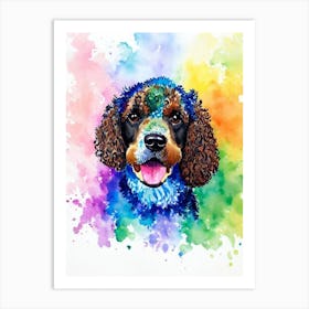 Irish Water Spaniel Rainbow Oil Painting Dog Art Print