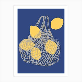 Food Illustration Lemons Grocery Bag Preppy Contemporary Kitchen Art Print