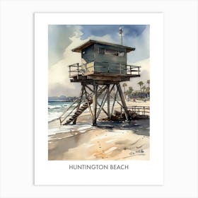 Huntington Beach Watercolor 3travel Poster Art Print