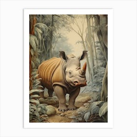 Brown Rhino In The Forest Art Print