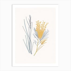 Ephedra Spices And Herbs Minimal Line Drawing 2 Art Print