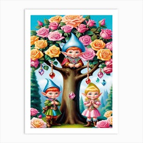 Elves In The Tree Art Print