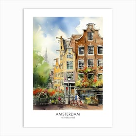 Amsterdam Watercolour Travel Poster 2 Art Print