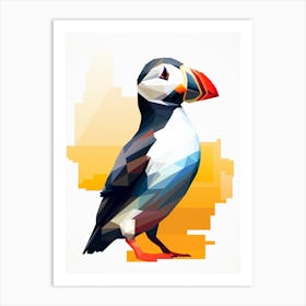 Colourful Geometric Bird Puffin 2 Art Print