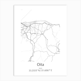 Oita,Japan Minimalist Map Art Print