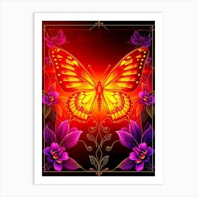 Butterfly On A Red Background Art Print