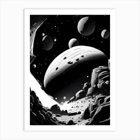 Asteroid Belt Noir Comic Space Art Print