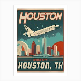 Houston, Texas - Vintage Poster Art Print