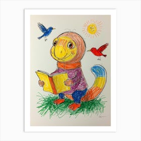 Lizard Reading A Book Art Print