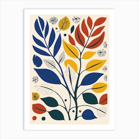 Colorful Leaves Retro Art Print