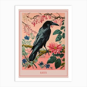 Floral Animal Painting Raven 1 Poster Art Print