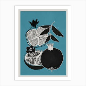 Line Art Pomegranates 2 Art Print