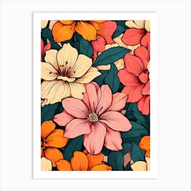 Seamless Floral Pattern 19 Art Print