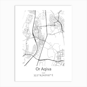 Or Aqiva,Israel Minimalist Map Art Print