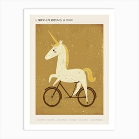 Unicorn Riding A Bike Muted Pastels 1 Poster Art Print