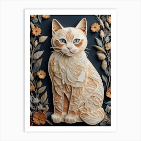 Cat With Flowers 2 Art Print