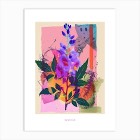 Delphinium 1 Neon Flower Collage Poster Art Print