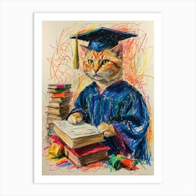 Graduation Cat 1 Art Print