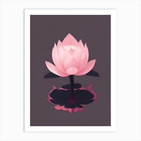 A Pink Lotus In Minimalist Style Vertical Composition 50 Art Print