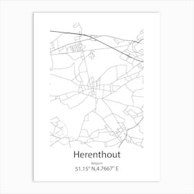 Herenthout,Belgium Minimalist Map Art Print