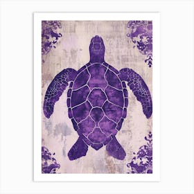 Purple Ornamental Sea Turtle 2 Art Print