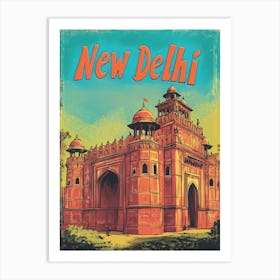 Aihrgdesign A Retro Travel Poster For New Delhi 4 Art Print