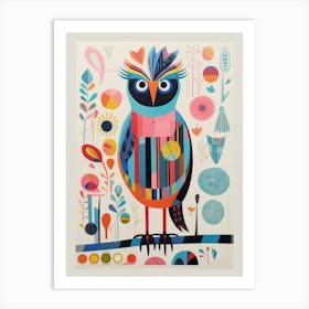 Colourful Scandi Bird Owl 3 Art Print