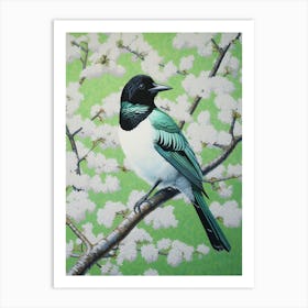 Ohara Koson Inspired Bird Painting Magpie 6 Art Print