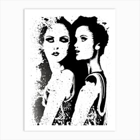 Two Women In Black And White Art Print