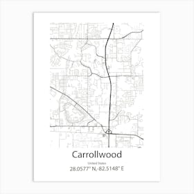 Carrollwood,United States Minimalist Map 1 Art Print