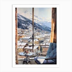 Winter Cityscape St Moritz 1 Art Print