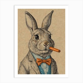 Rabbit Smoking Cigar 1 Art Print