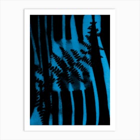 Abstract Blue Ferns 2 Art Print