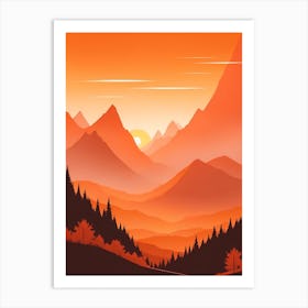 Misty Mountains Vertical Composition In Orange Tone 260 Art Print