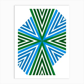 Abstract Geometric Pattern Green and Blue Art Print