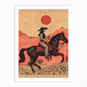 Cowgirl Riding A Horse In The Desert 4 Art Print