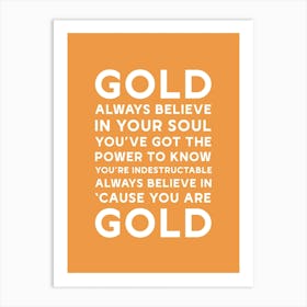 Gold Spandau Ballet Lyrics A4 01 Art Print