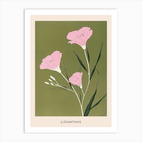 Pink & Green Lisianthus 2 Flower Poster Art Print