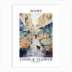 Food Market With Cats In Rome 3 Poster Art Print