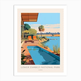 Lower Zambezi, Zambia 2 Midcentury Modern Pool Poster Art Print