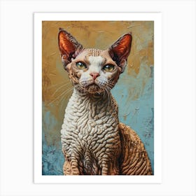 Devon Rex Relief Illustration 3 Art Print