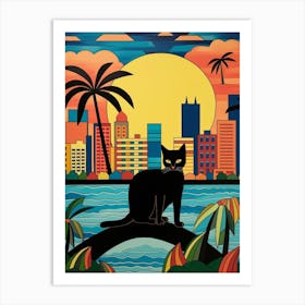 Miami, United States Skyline With A Cat 3 Art Print