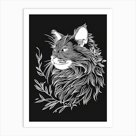 Highlander Cat Minimalist Illustration 4 Art Print