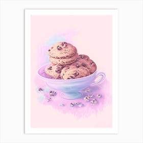Chocolate Chip Cookies Dessert Gouache Flower Art Print