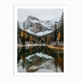 Autumn Leaves Reflected In A Lake Art Print