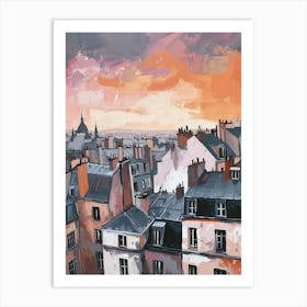 Montmartre Rooftops Morning Skyline 3 Art Print