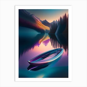 Kayak On Lake, Water, Waterscape Holographic 1 Art Print