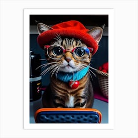 Cute Kitty Sitting On Table Art Print